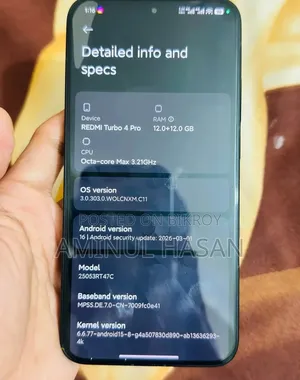 শাওমি রেডমি টার্বো ৪ প্রো ২৫৬ জিবি ব্ল্যাক