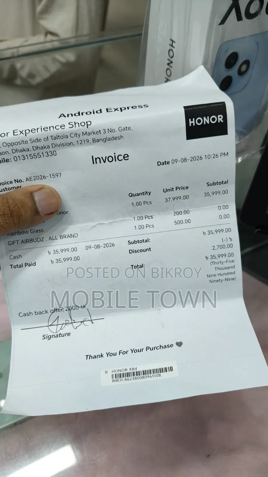 New Honor 256 GB Black