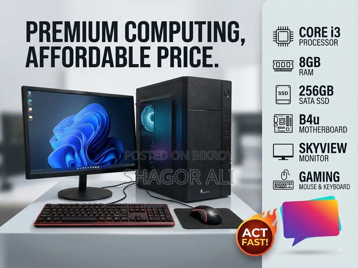 Desktop Computer Gigabyte 8GB Intel Core i3 SSD 256GB