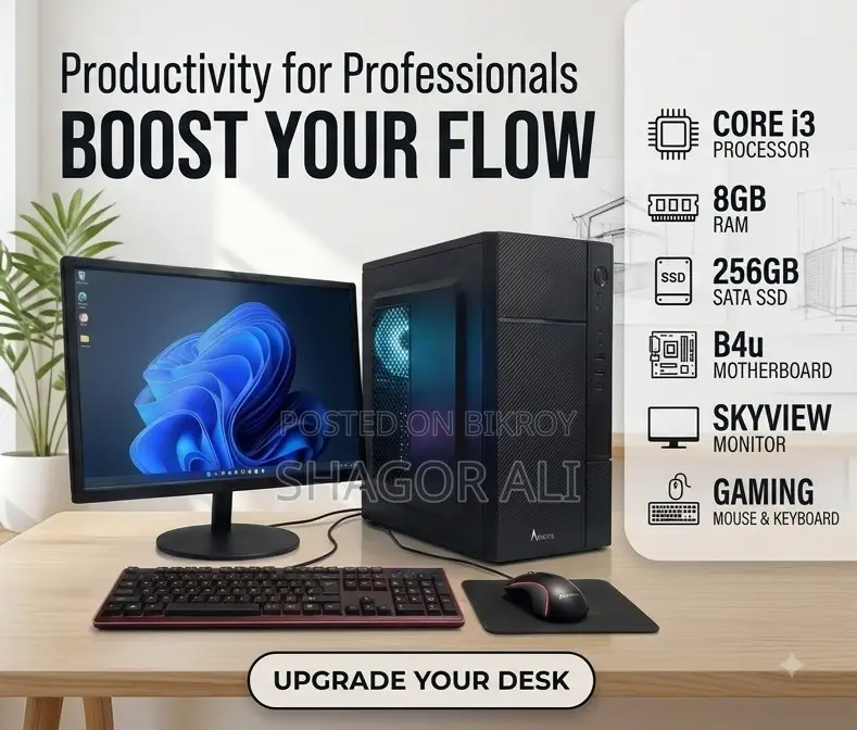 Desktop Computer Gigabyte 8GB Intel Core i3 SSD 256GB