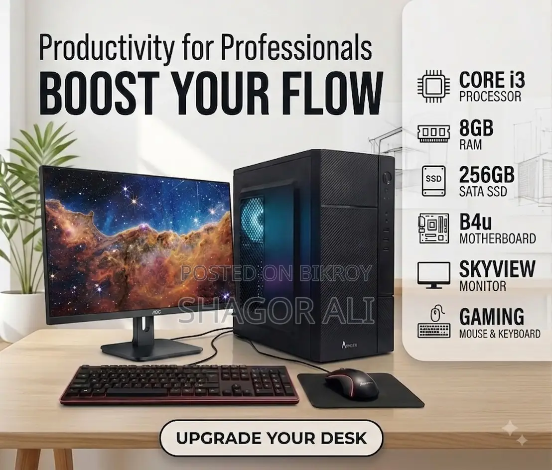Desktop Computer Gigabyte 8GB Intel Core i3 SSD 256GB