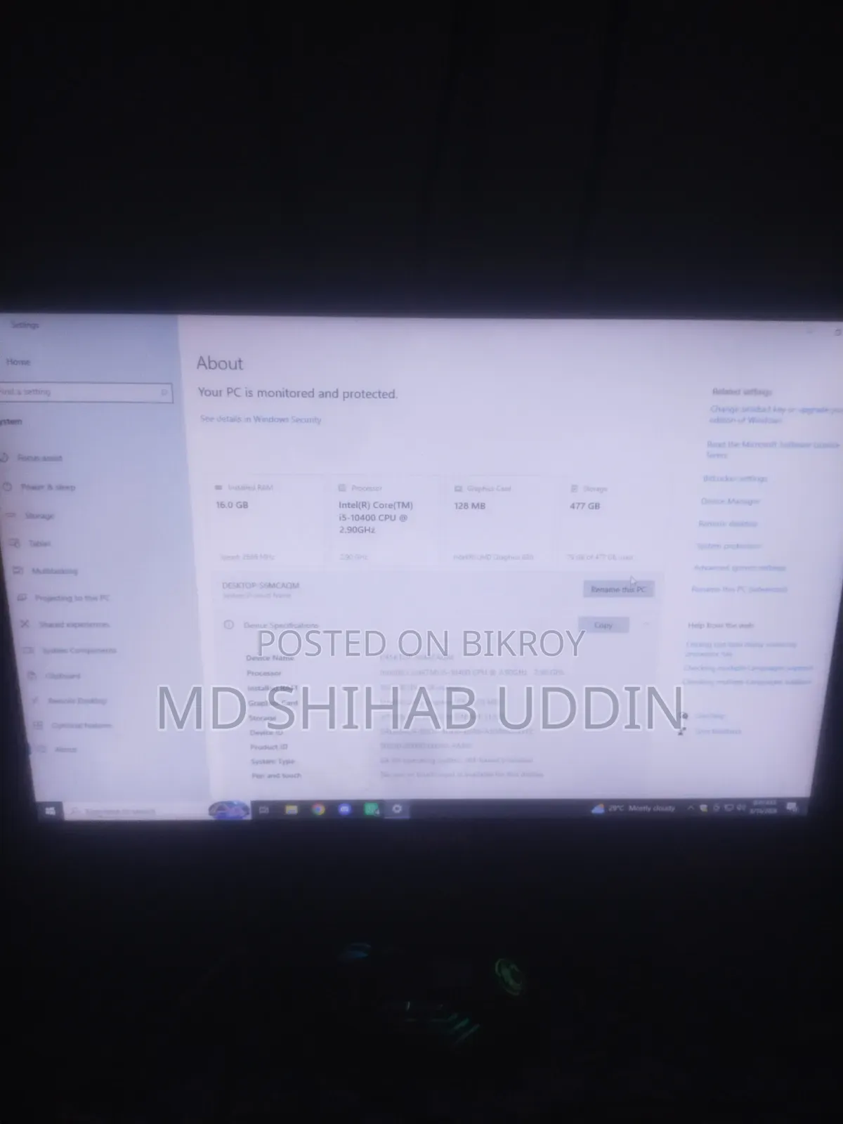 Desktop Computer Asus 8GB Intel Core i5 SSD 512GB