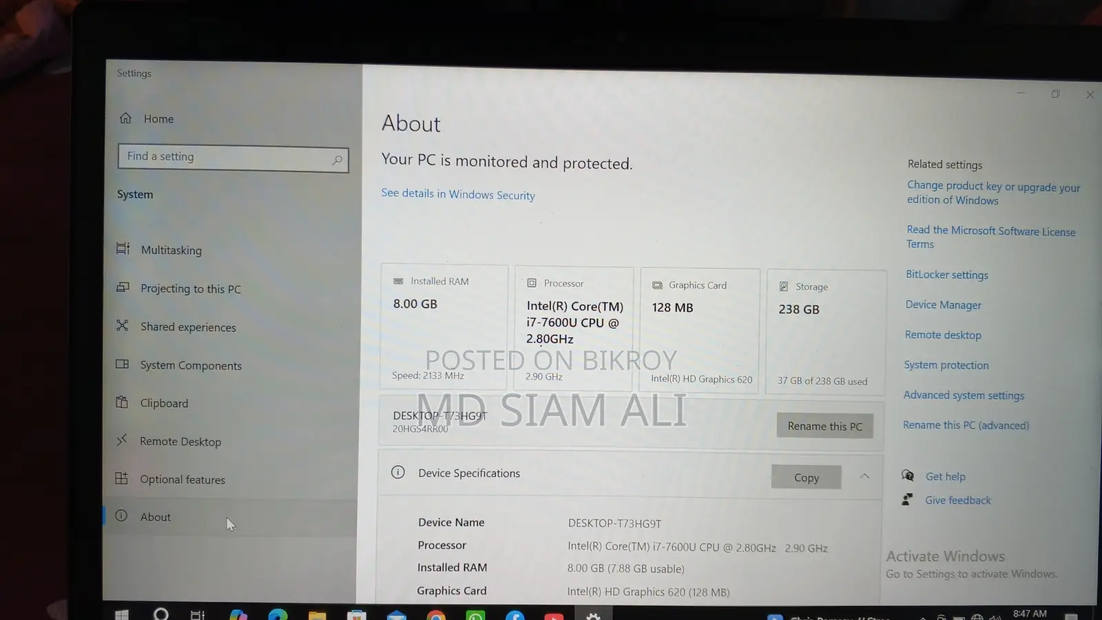 Laptop Lenovo ThinkPad T470 8GB Intel Core i7 SSD 256GB