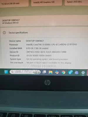 Laptop HP EliteBook 840 G3 8GB Intel Core i5 HDD+SSD 256GB