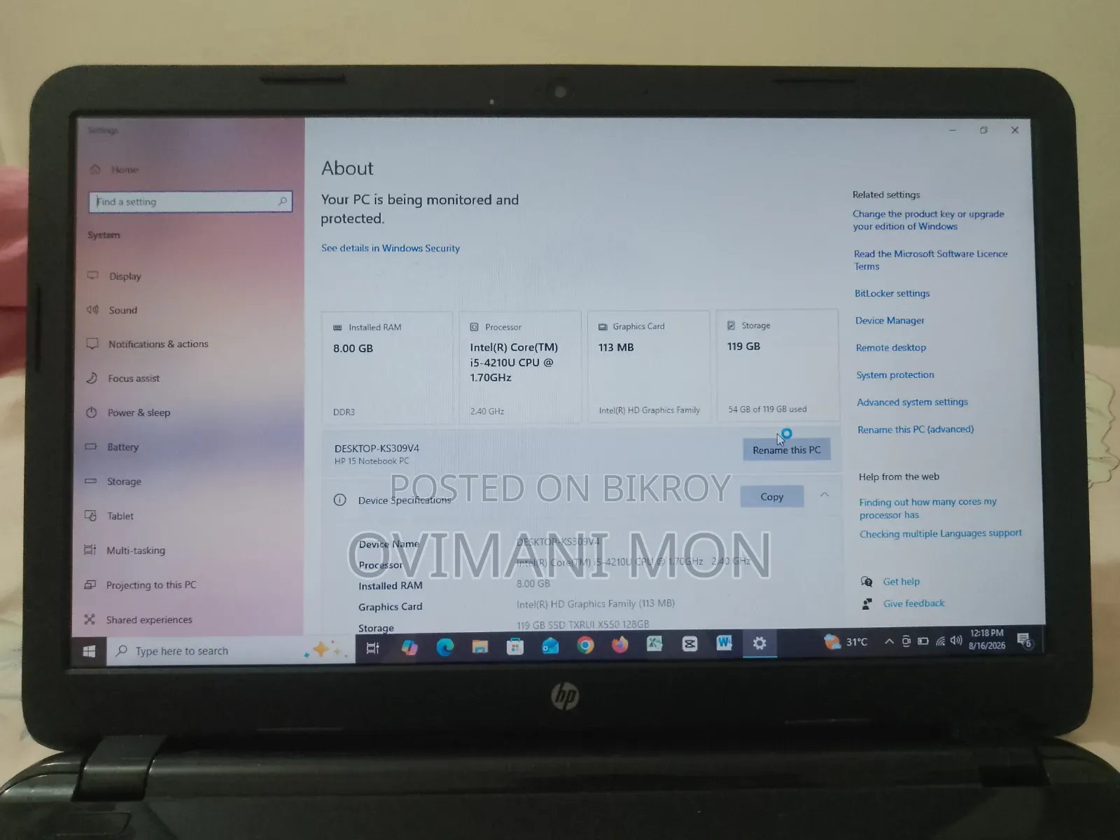 Laptop HP Stream Notebook 8GB Intel Core i5 SSD 128GB