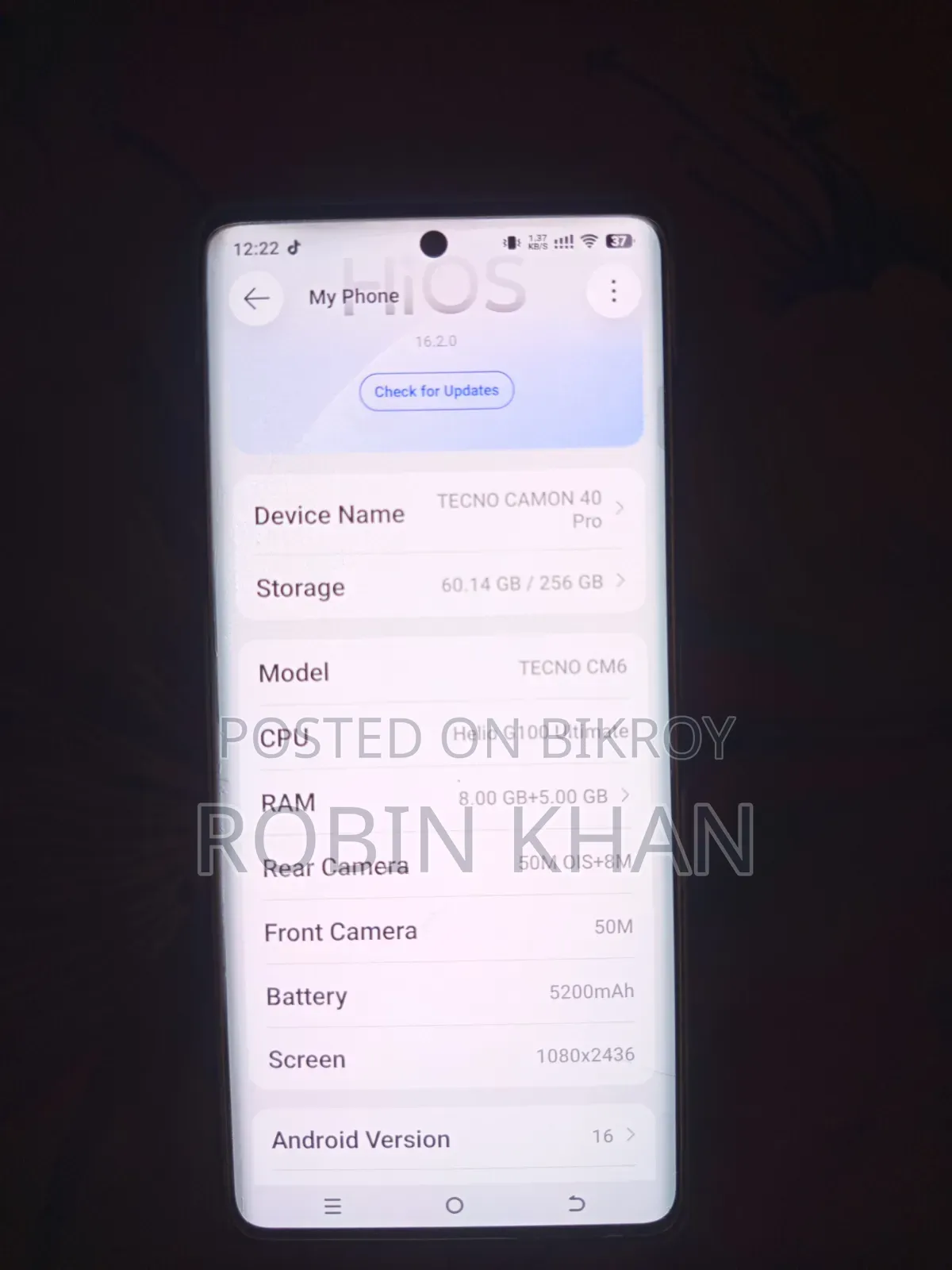 টেকনো ক্যামন ৪০ প্রো ৪জি ২৫৬ জিবি গ্রে