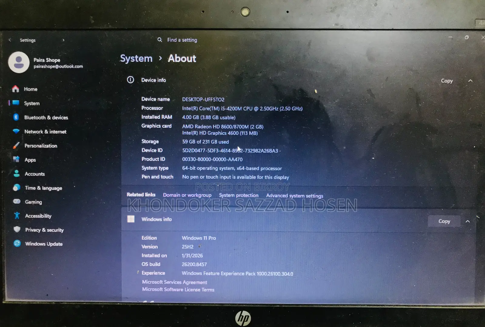 Laptop HP ProBook 430 G1 4GB Intel Core i5 HDD 256GB