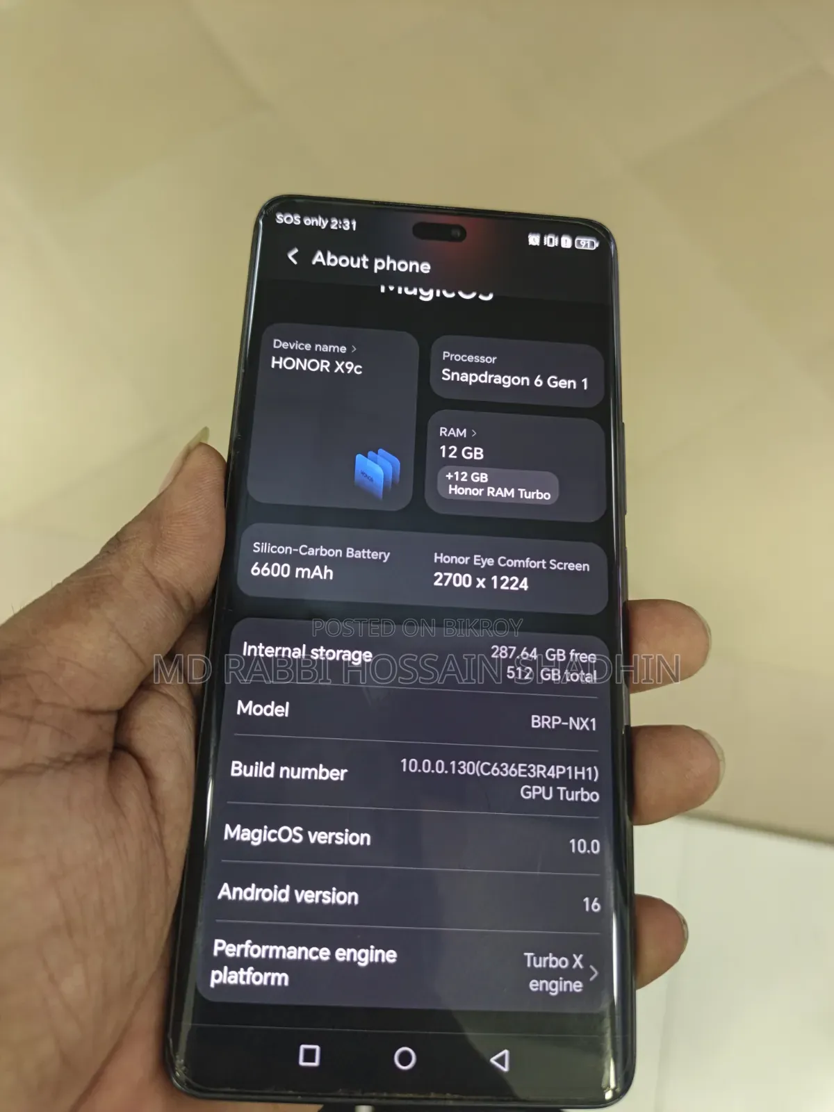 হনার এক্স৯সি ৫১২ জিবি গ্রে