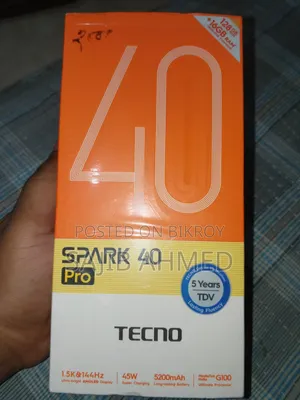 নতুন টেকনো স্পার্ক ৪০ প্রো ১২৮ জিবি কালো