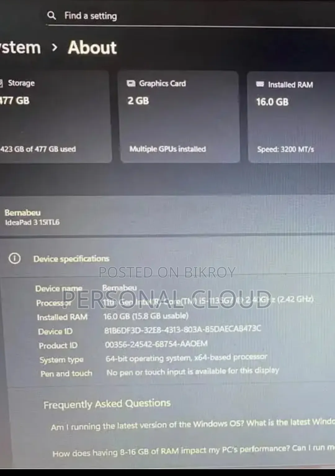 Laptop Lenovo Ideapad 3 8GB Intel Core I5 SSD 512GB
