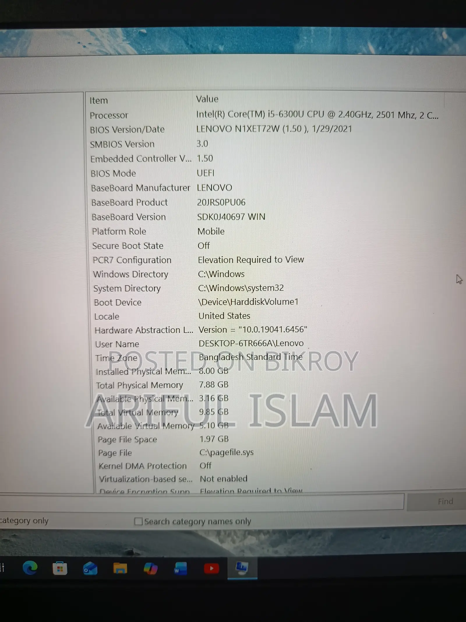 Laptop Lenovo ThinkPad L570 8GB Intel Core i5 SSD 128GB