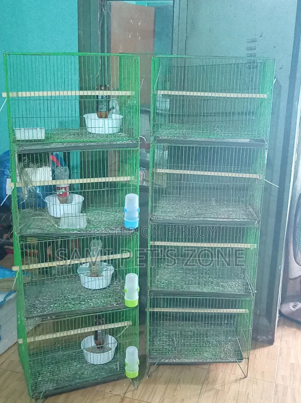 Two 4-story cages of 18 inches by 12 inches size will be sold.