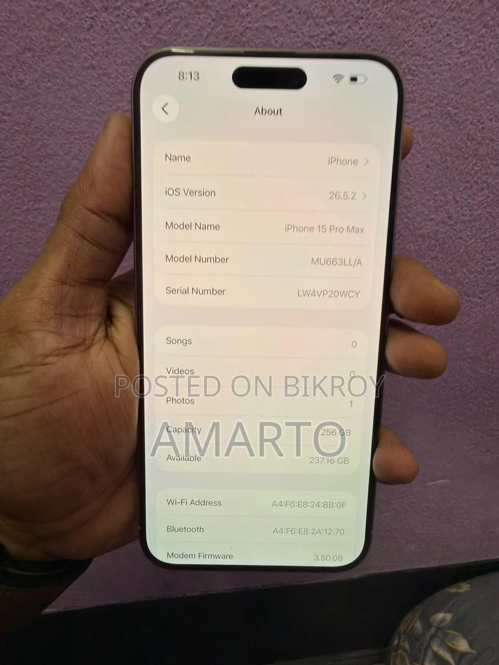 অ্যাপল আইফোন ১৫ প্রো ম্যাক্স ২৫৬ জিবি গ্রে