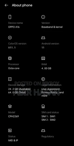 Oppo A16 64 GB Silver