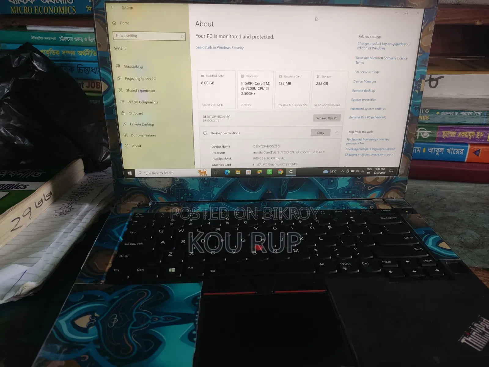 Laptop Lenovo ThinkPad T490s 8GB Intel Core I5 SSD 256GB