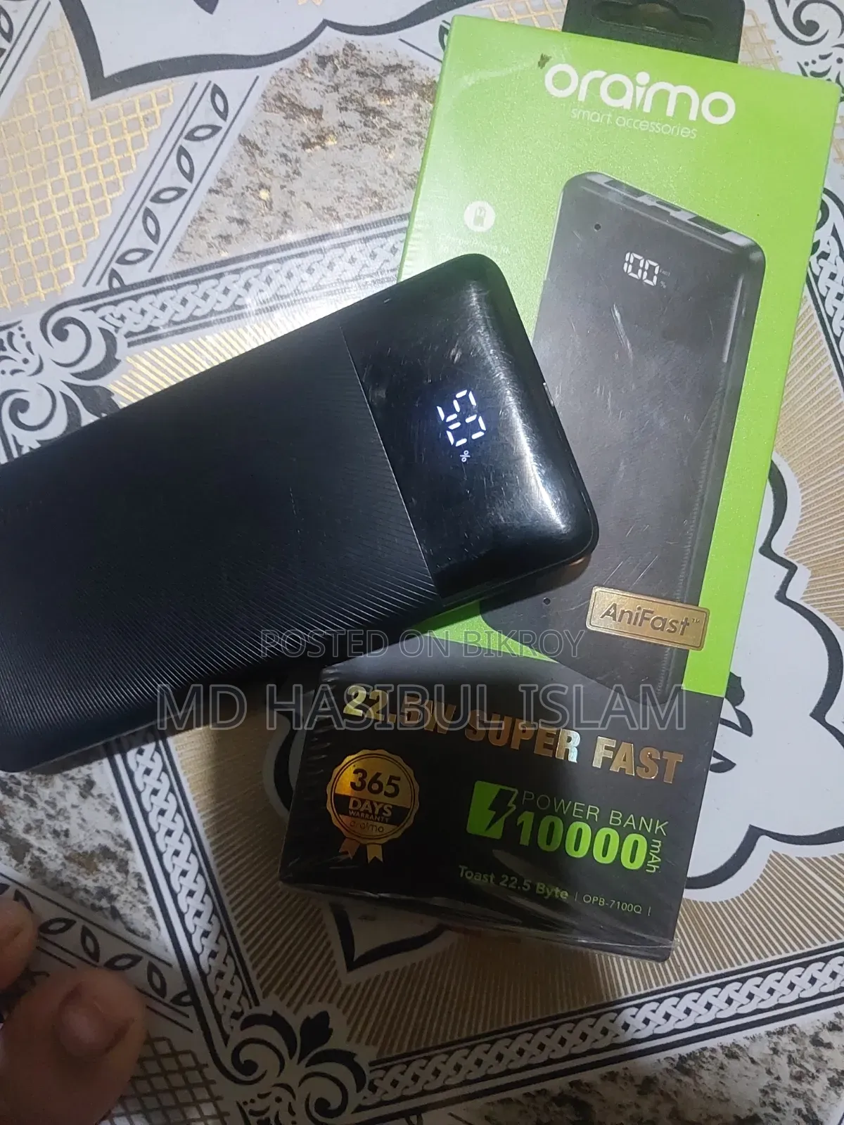 ওরাইমো পাওয়ার ব্যাংক ১০০০০ এমএএইচ