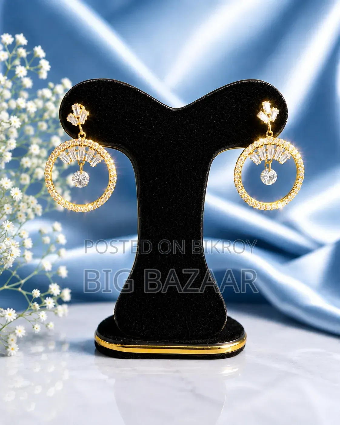 Crystal Circle Drop Earrings