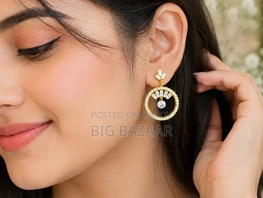 Crystal Circle Drop Earrings