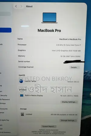 Laptop Apple MacBook Pro 2019 16GB Intel Core i7 SSD 512GB