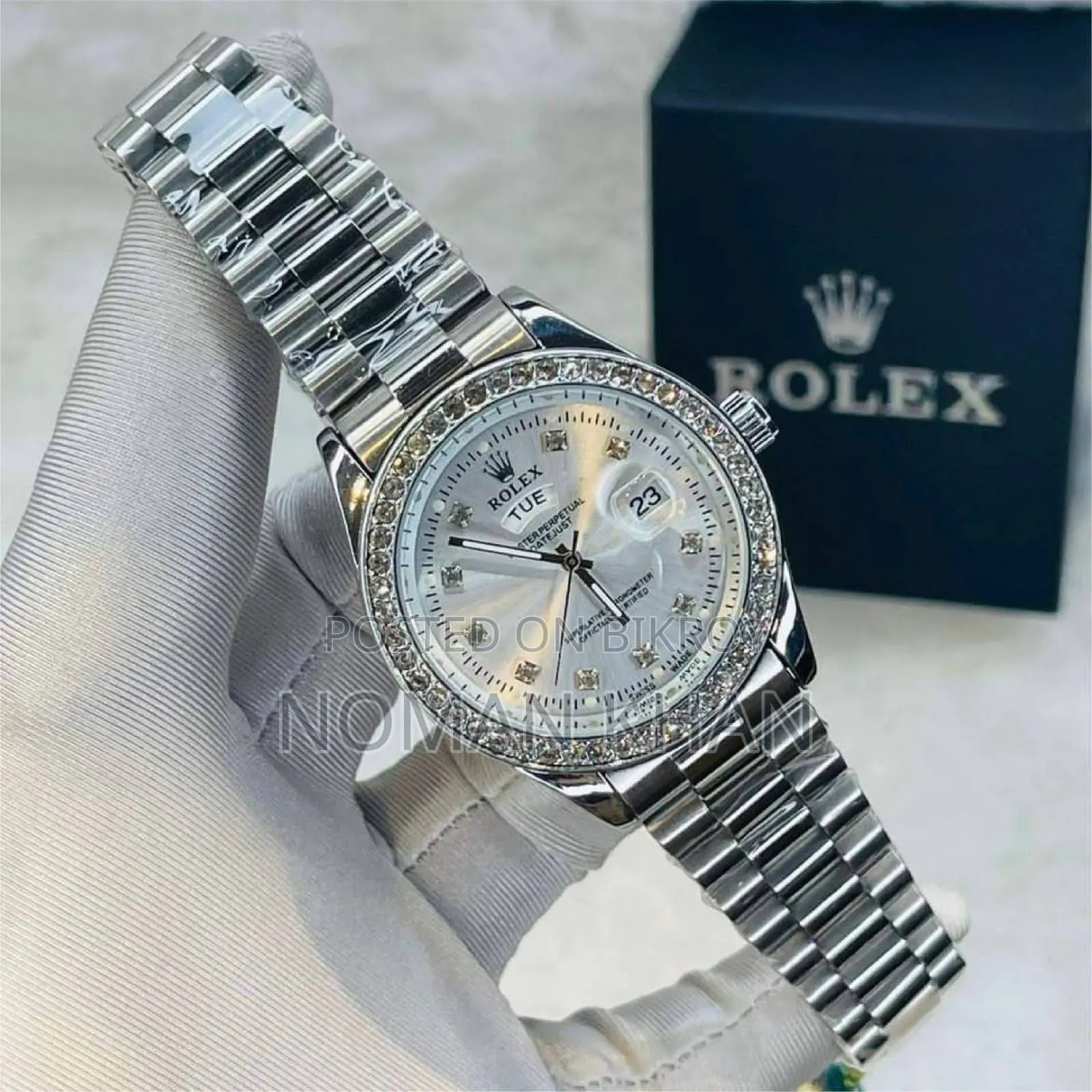 Rolex Luxurious Stylish Stone Watch for Men