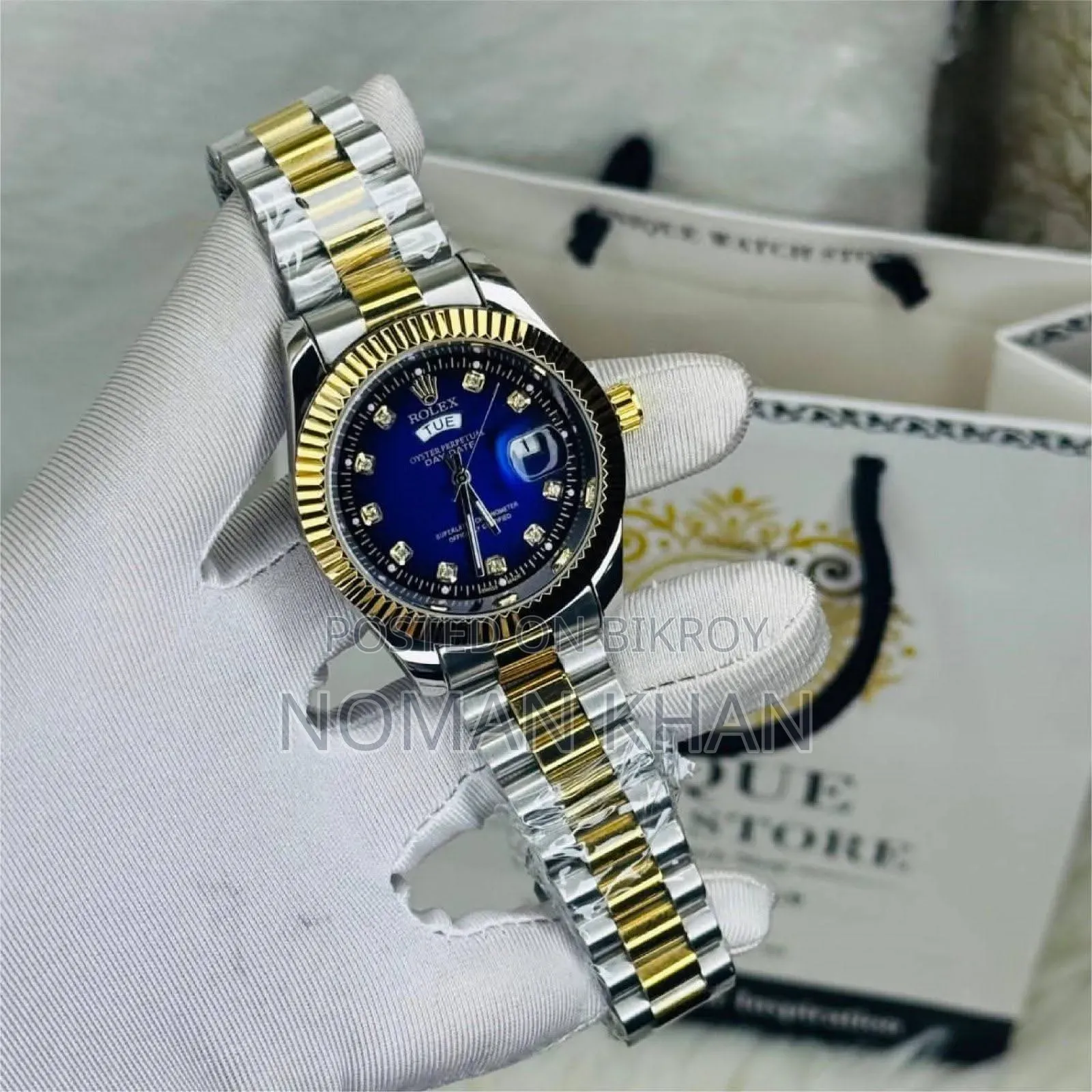 Rolex Luxurious Stylish Stone Watch for Men