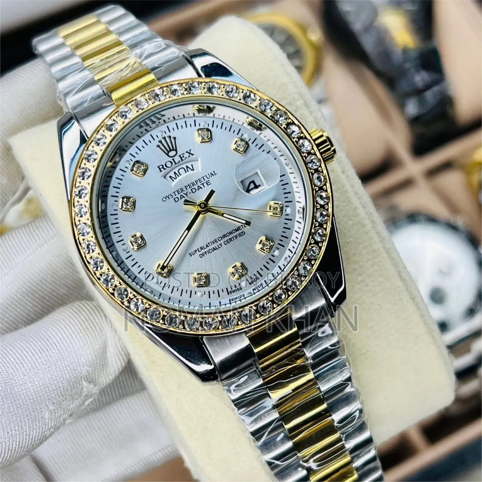Rolex Luxurious Stylish Stone Watch for Men