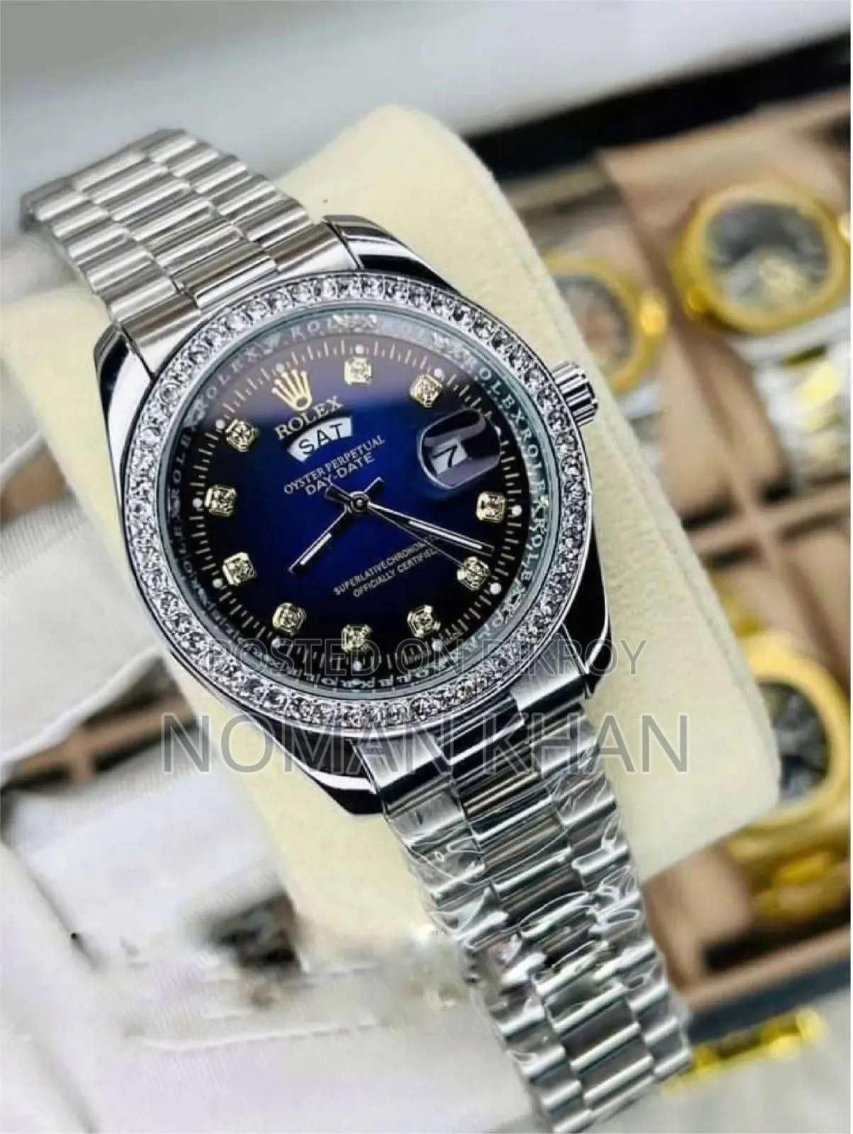 Rolex Luxurious Stylish Stone Watch for Men