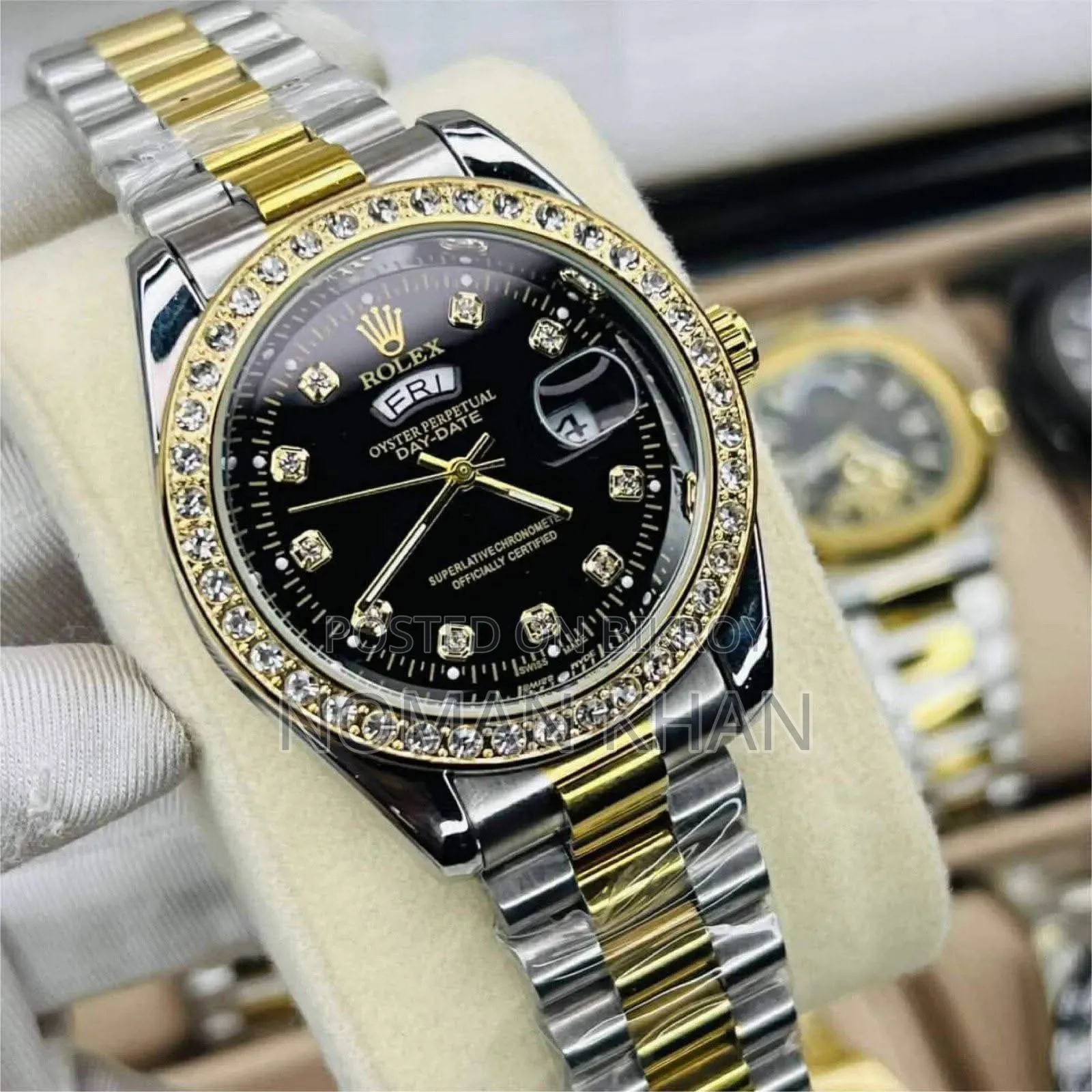 Rolex Luxurious Stylish Stone Watch for Men