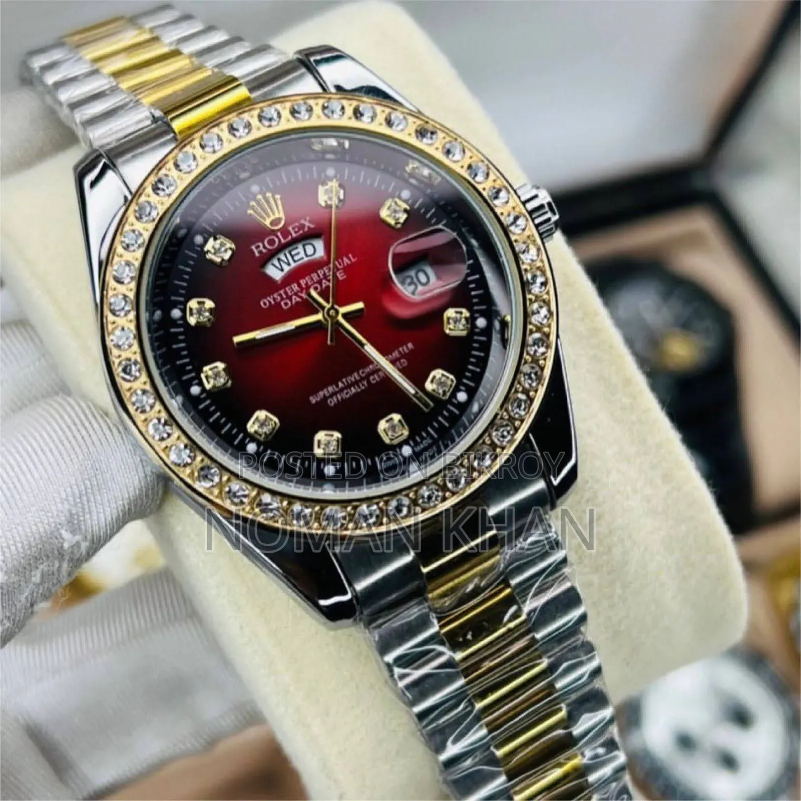 Rolex Luxurious Stylish Stone Watch for Men