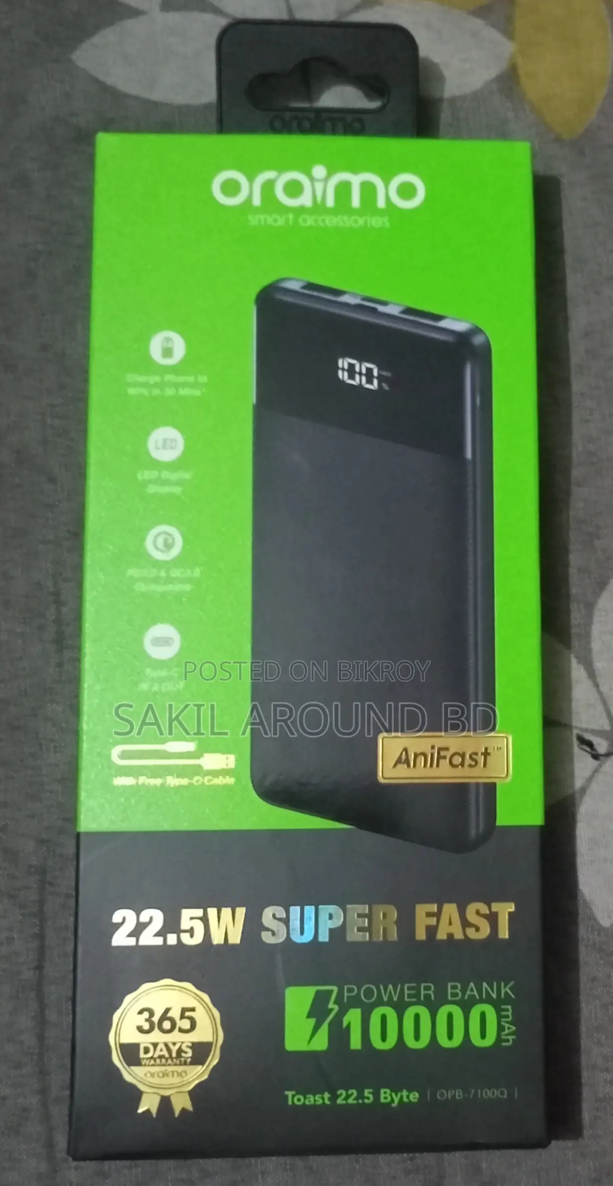 Oraimo Toast OPB-7100Q 10000mAh 22.5W Type C Power Bank