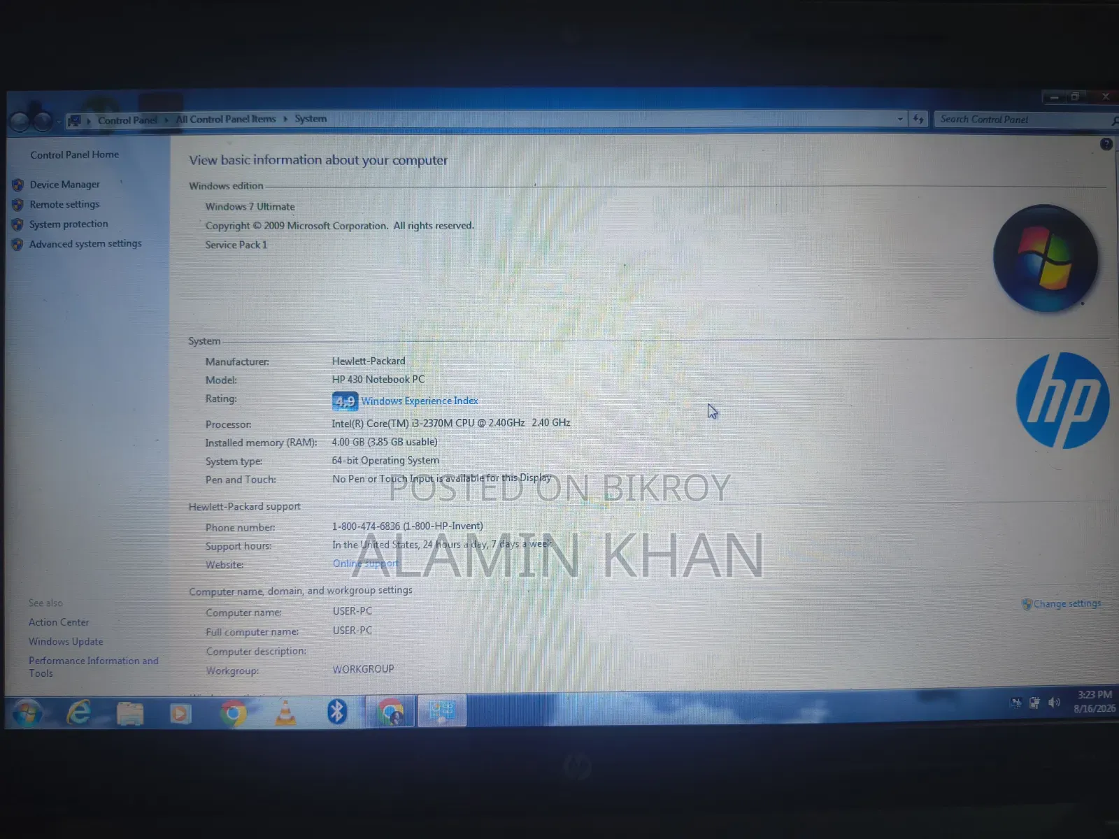 Laptop HP 430 G3 4GB Intel Core i3 HDD 160GB