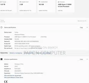 Desktop Computer 8GB AMD Ryzen 5 HDD+SSD 1T