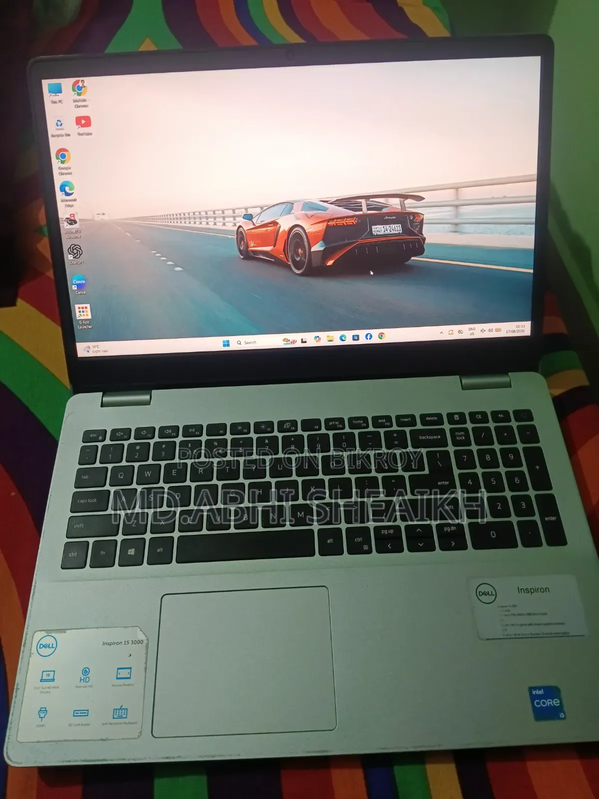 Laptop Dell Inspiron 15 3000 8GB Intel Core i3 HDD 1T