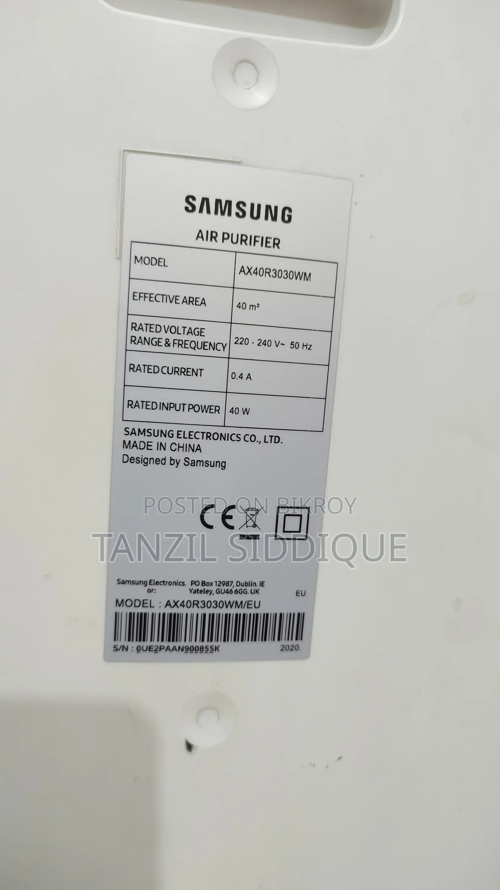 Samsung Air Purifier (AX40R3030WM/EU)