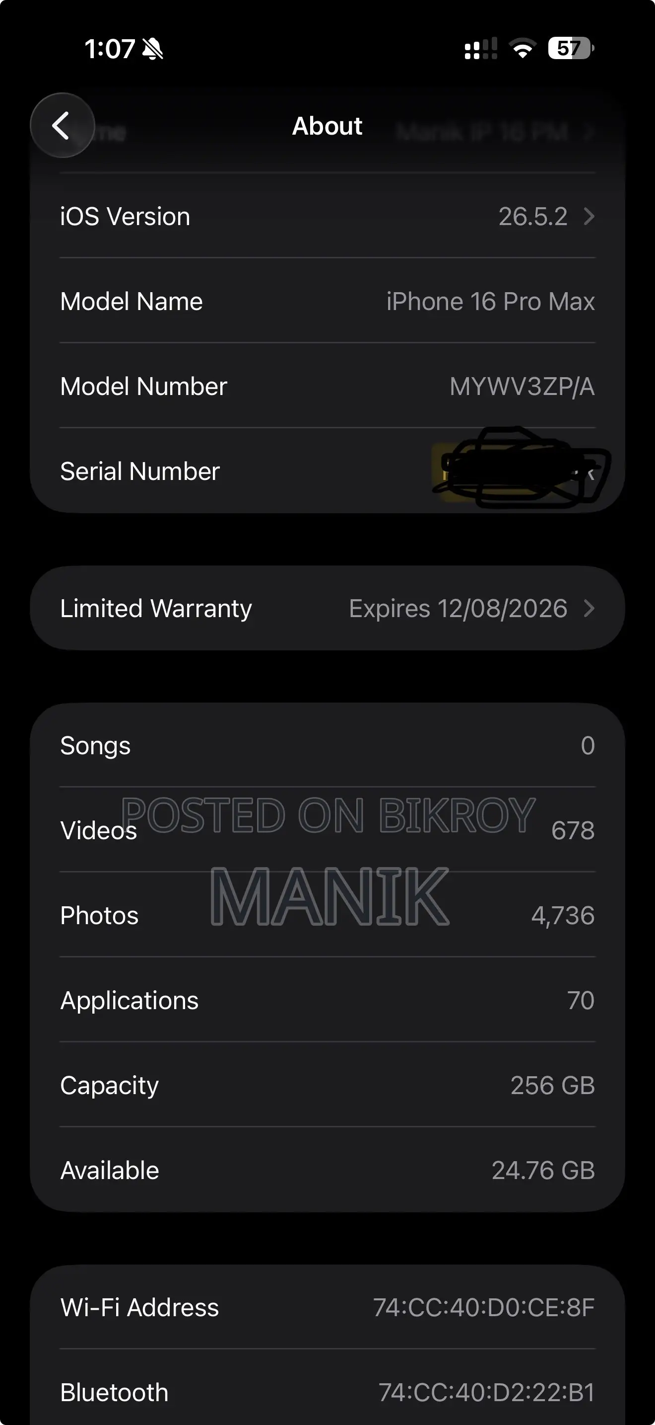 Apple iPhone 16 Pro Max 256 GB Black