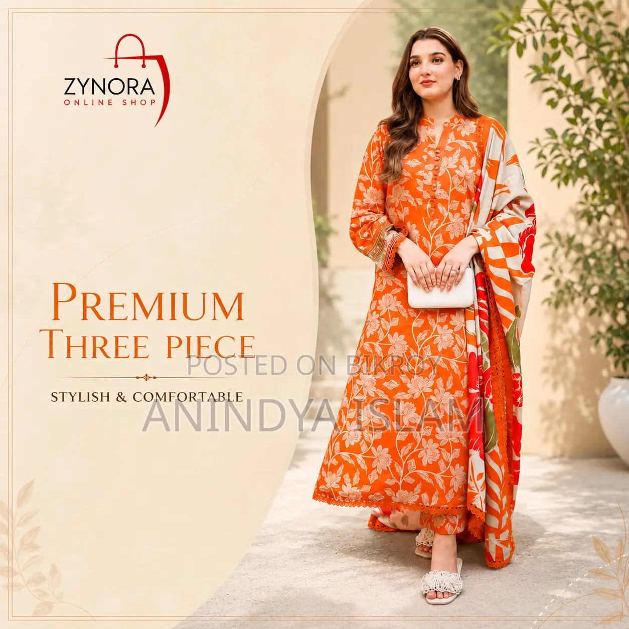 Aneelas - Summer 3PC Lawn Digital Print Dress - 32010