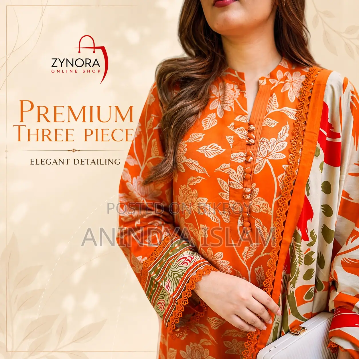 Aneelas - Summer 3PC Lawn Digital Print Dress - 32010