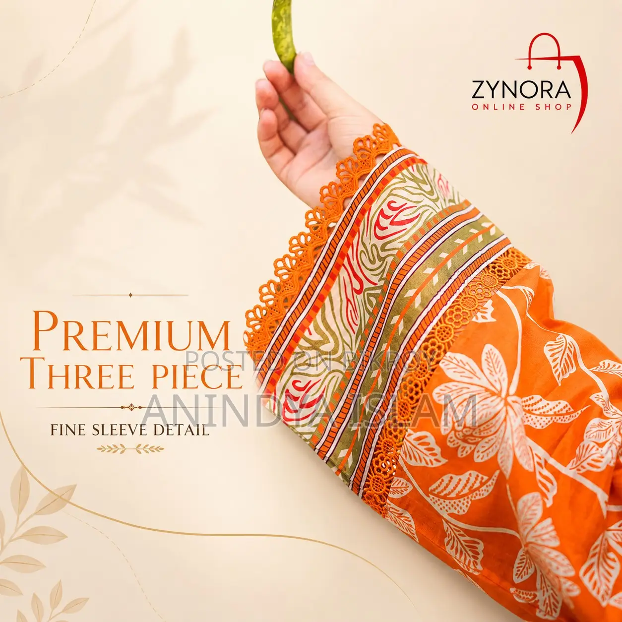 Aneelas - Summer 3PC Lawn Digital Print Dress - 32010