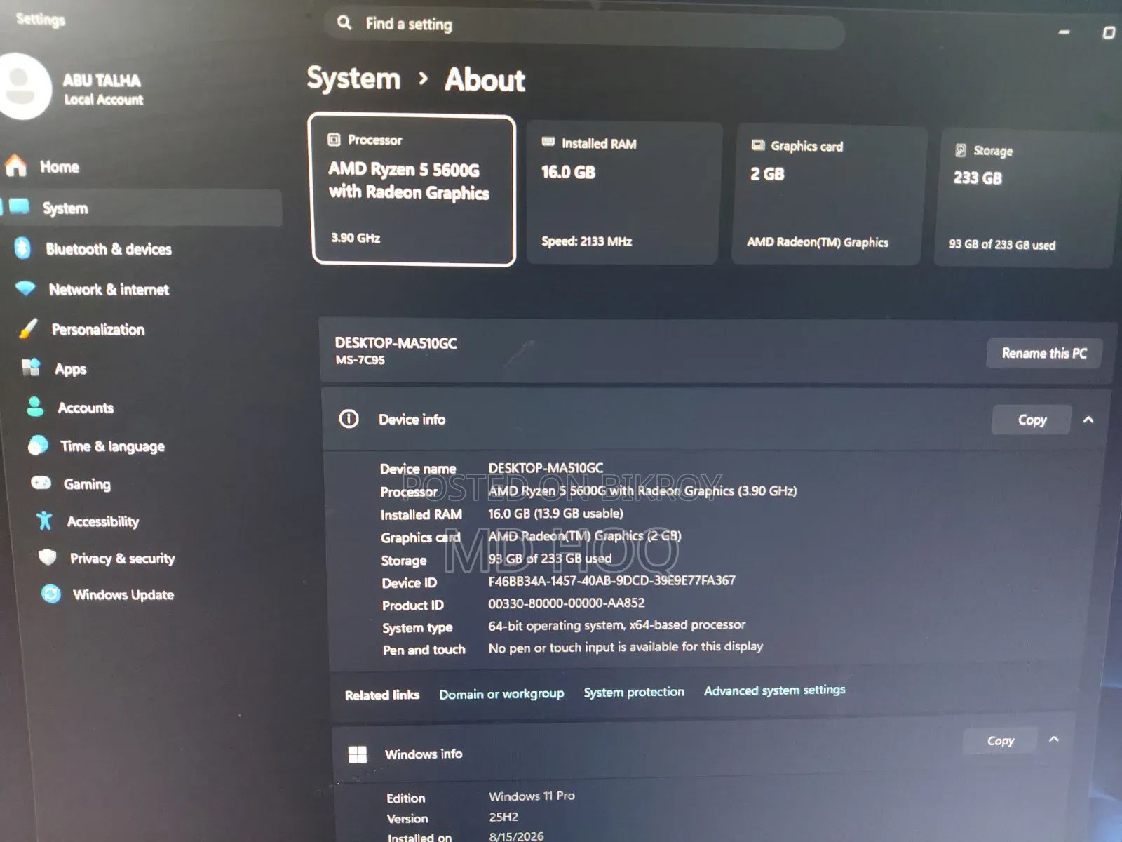 Desktop Computer 16GB RAM AMD Ryzen 5 SSD 16 GB