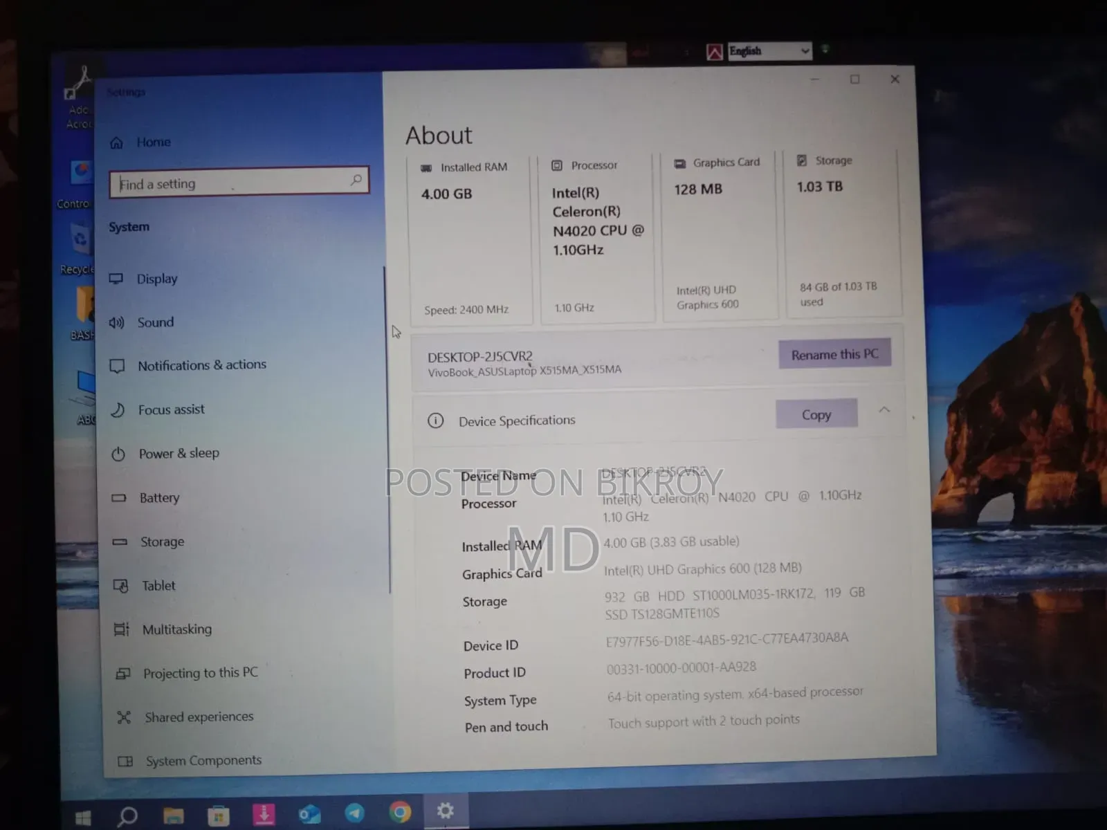 Laptop ASUS VivoBook X540SA 4GB Intel Core I5 HDD 1T
