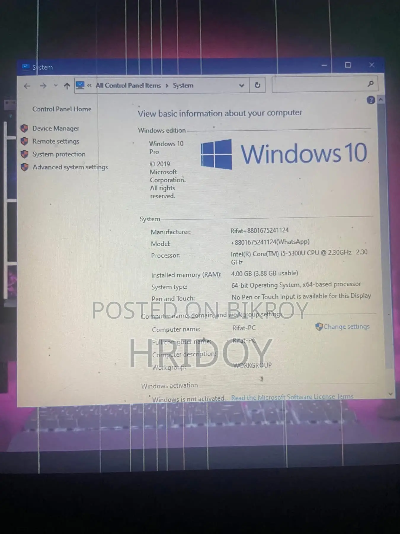 HP Laptop 4GB Intel Core I5 HDD 500GB