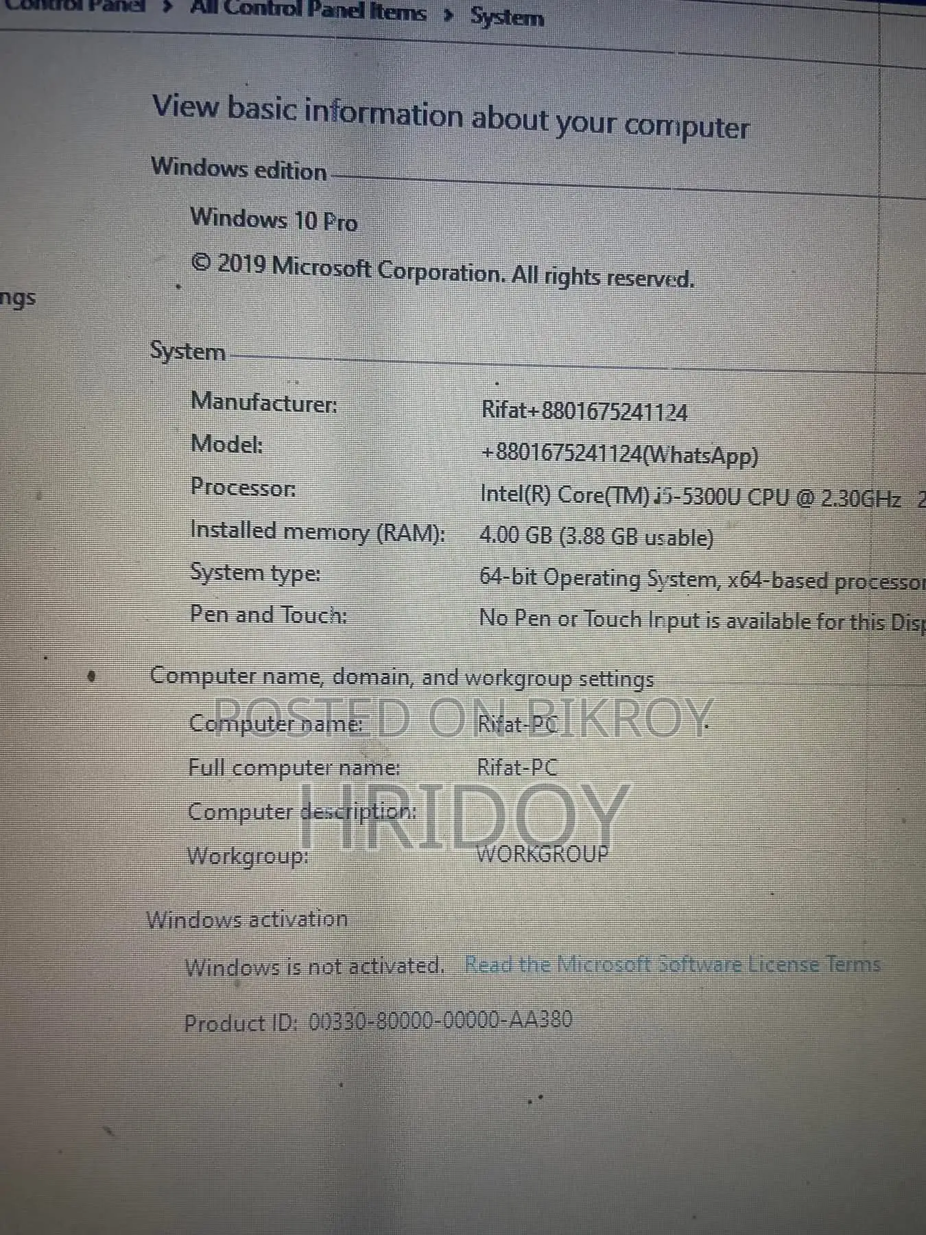 HP Laptop 4GB Intel Core I5 HDD 500GB