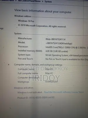 HP Laptop 4GB Intel Core I5 HDD 500GB