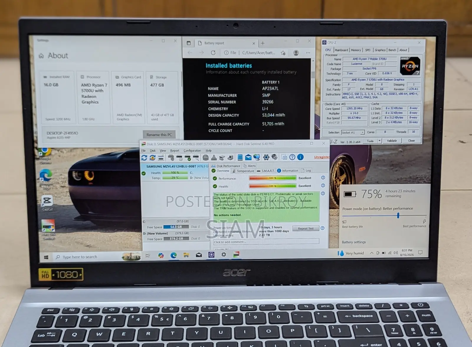 Laptop Acer Aspire 3 16GB AMD Ryzen 7 SSD 512GB