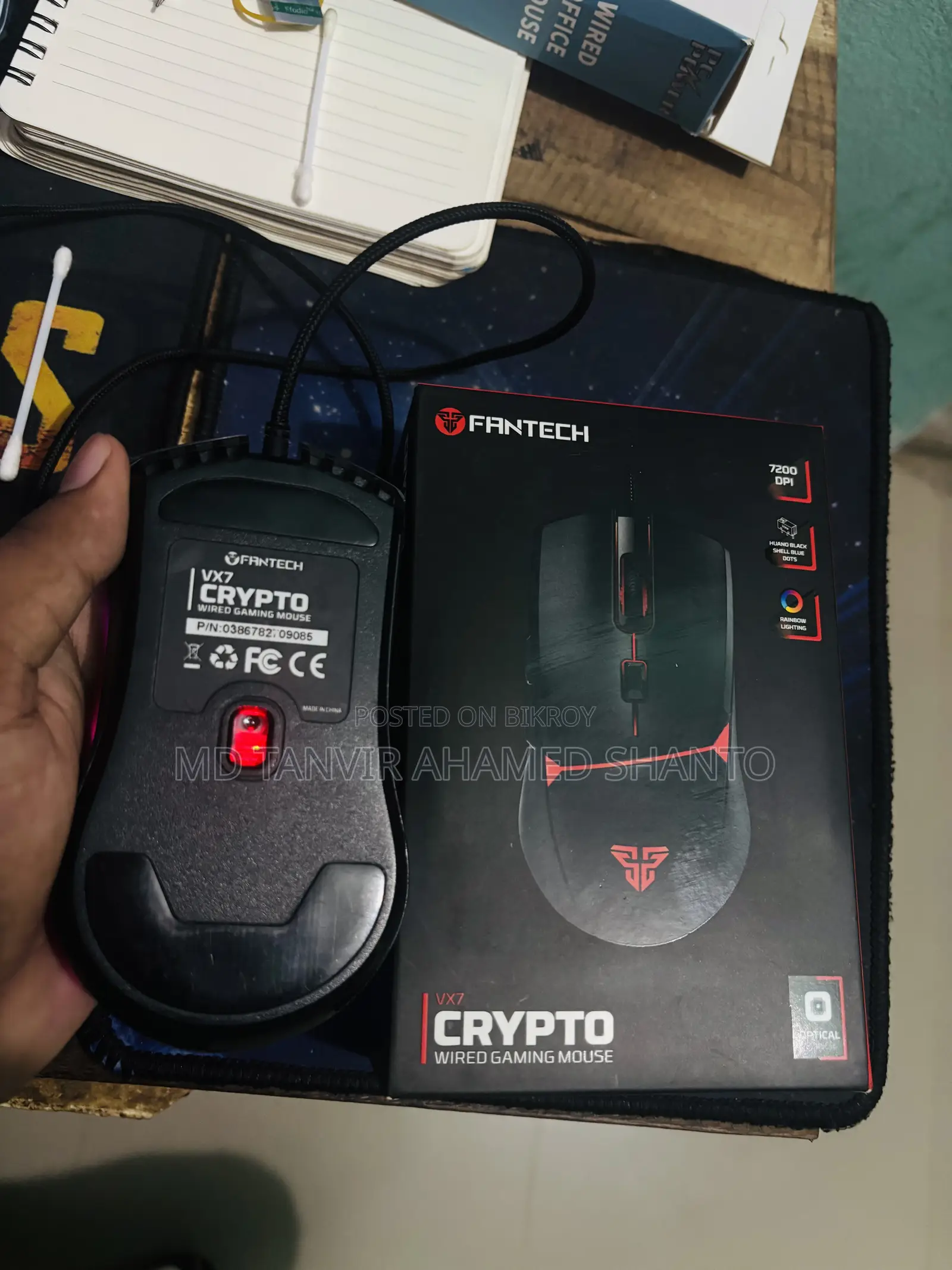 Fantech VX7 Crypto 6 Button USB Gaming Mouse — Used