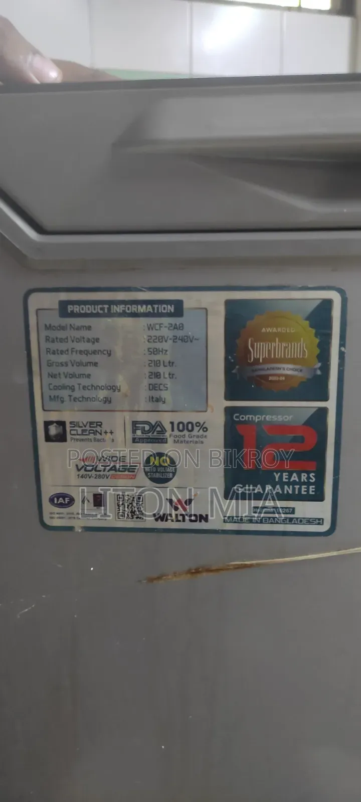Deep Freezer for Sale, Location is at Aste