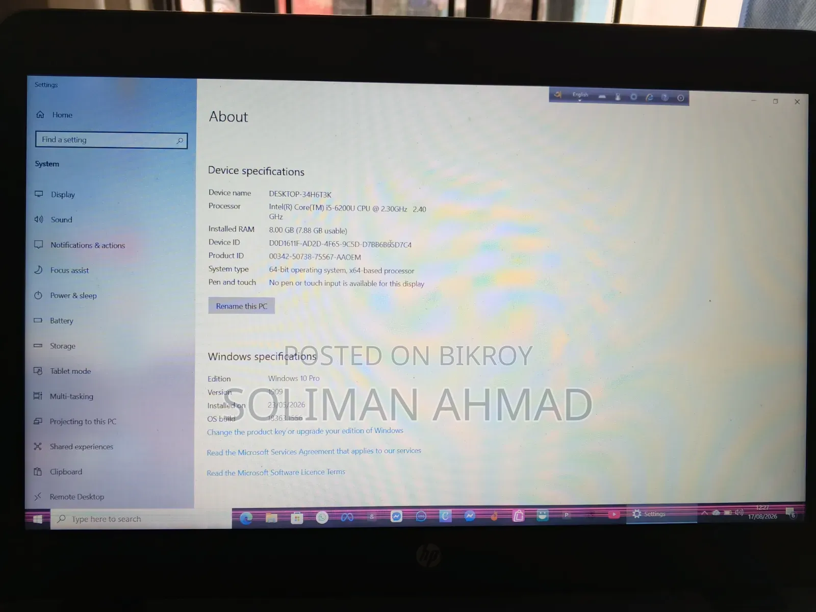 Laptop HP EliteBook 840 G3 8GB Intel Core i5 SSD 256GB