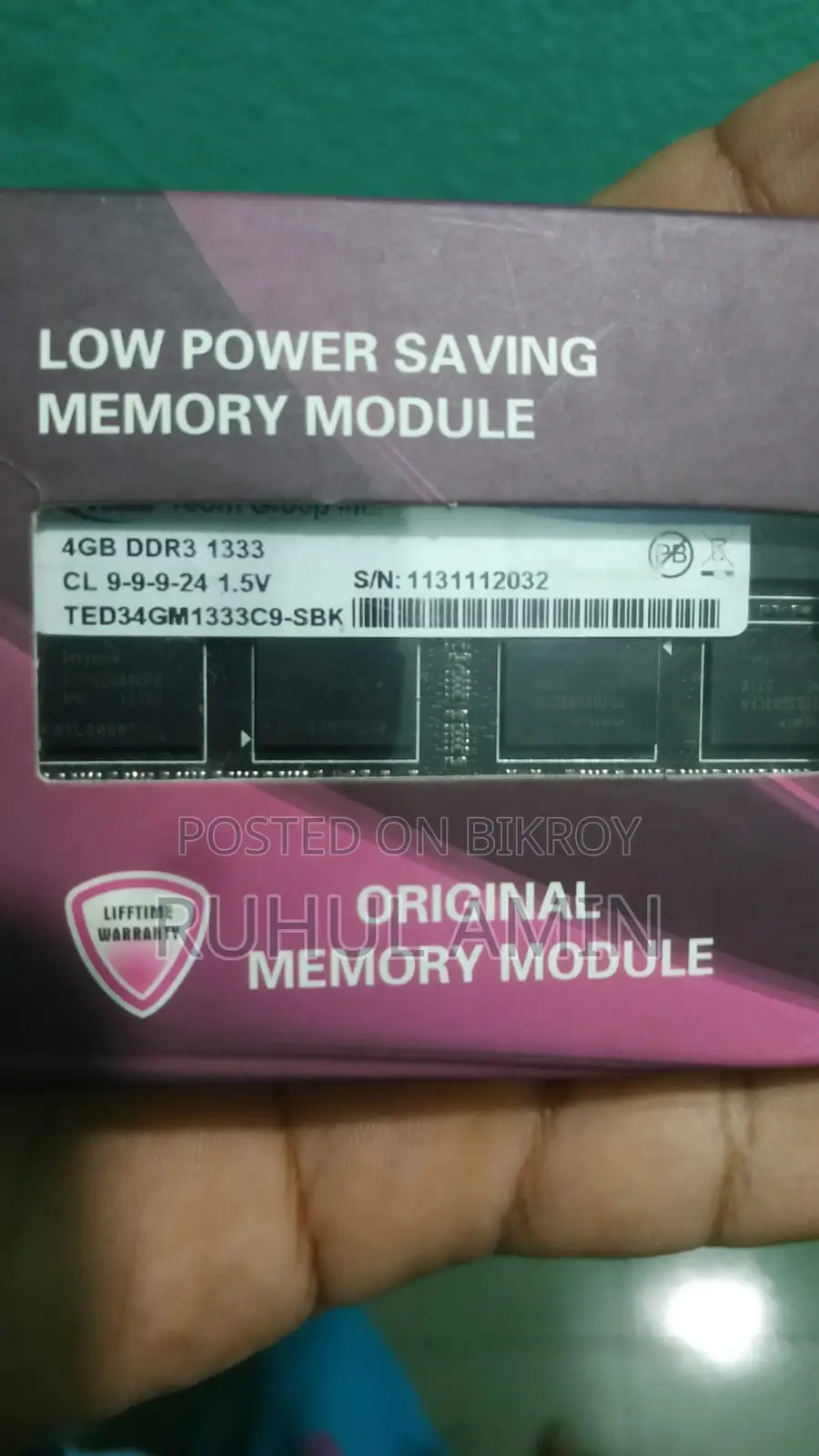 Warrior DDR3 4GB Laptop RAM