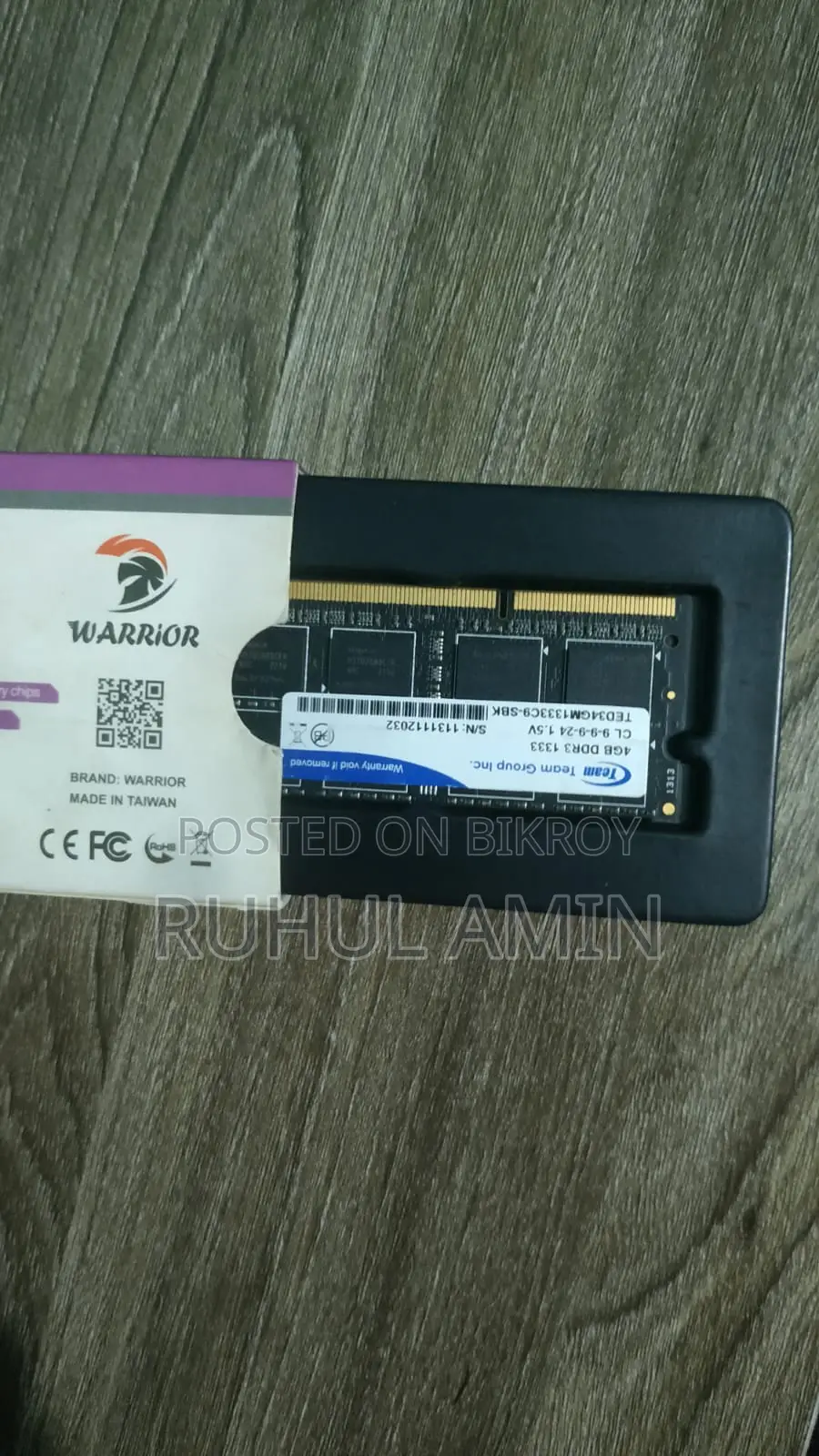 Warrior DDR3 4GB Laptop RAM
