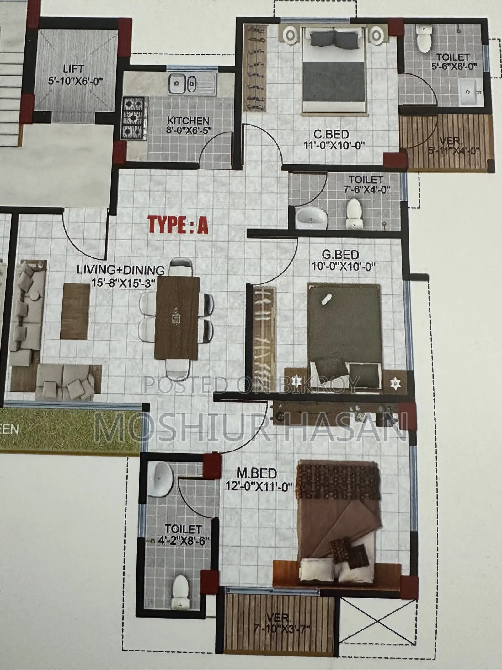 3 Bedroom Apartment in Saimon Properties, Basundhara for Sale